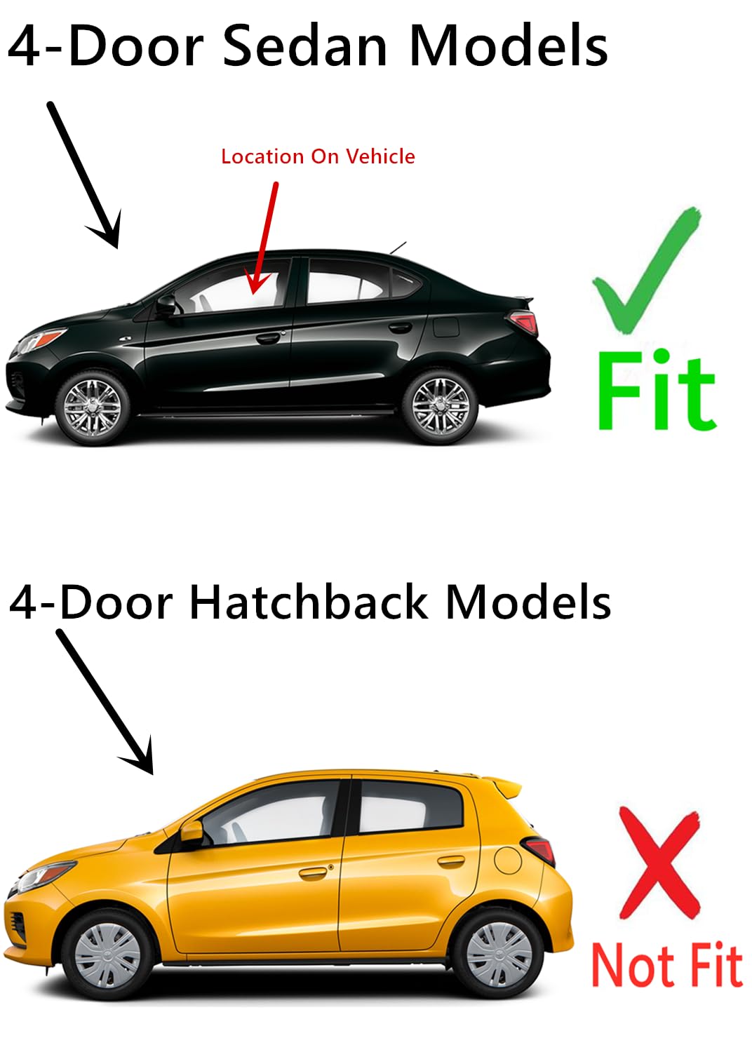 Driver Left Side Front Door Window Door Glass Compatible with Mitsubishi Mirage G4 4 Door Sedan 2017-2024 Models