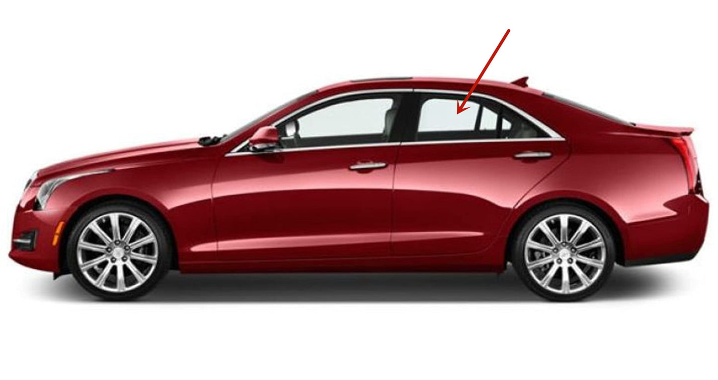 Driver Left Side Rear Door Glass Compatible with Cadillac ATS 4 Door Sedan 2013-2018 Models
