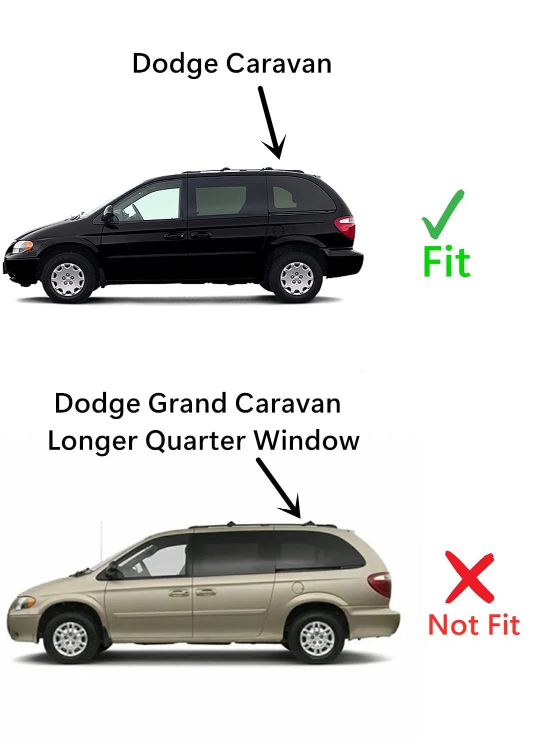 Manual Style Driver Left Side Quarter Window Quarter Glass Compatible with Dodge Caravan 2001-2007 Models ( Not For Grand Caravan )