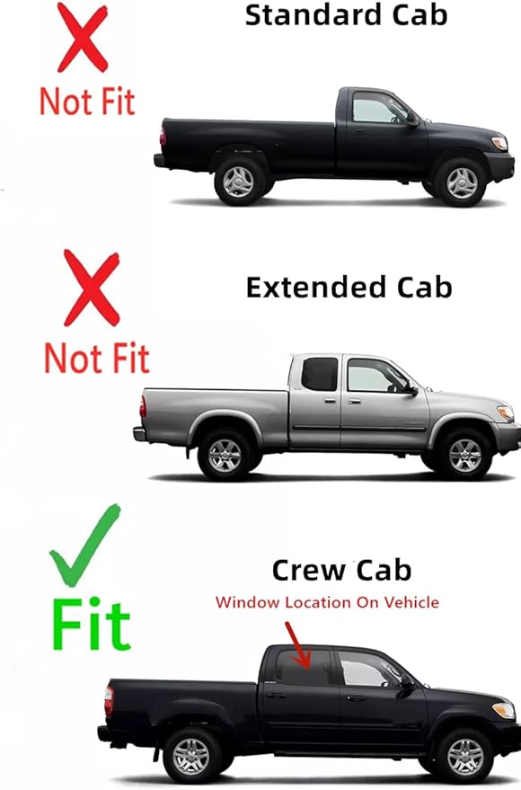 Passenger Right Side Rear Door Window Door Glass Compatible with Toyota Tundra Pickup 4 Door Crew Cab 2004-2006 Models