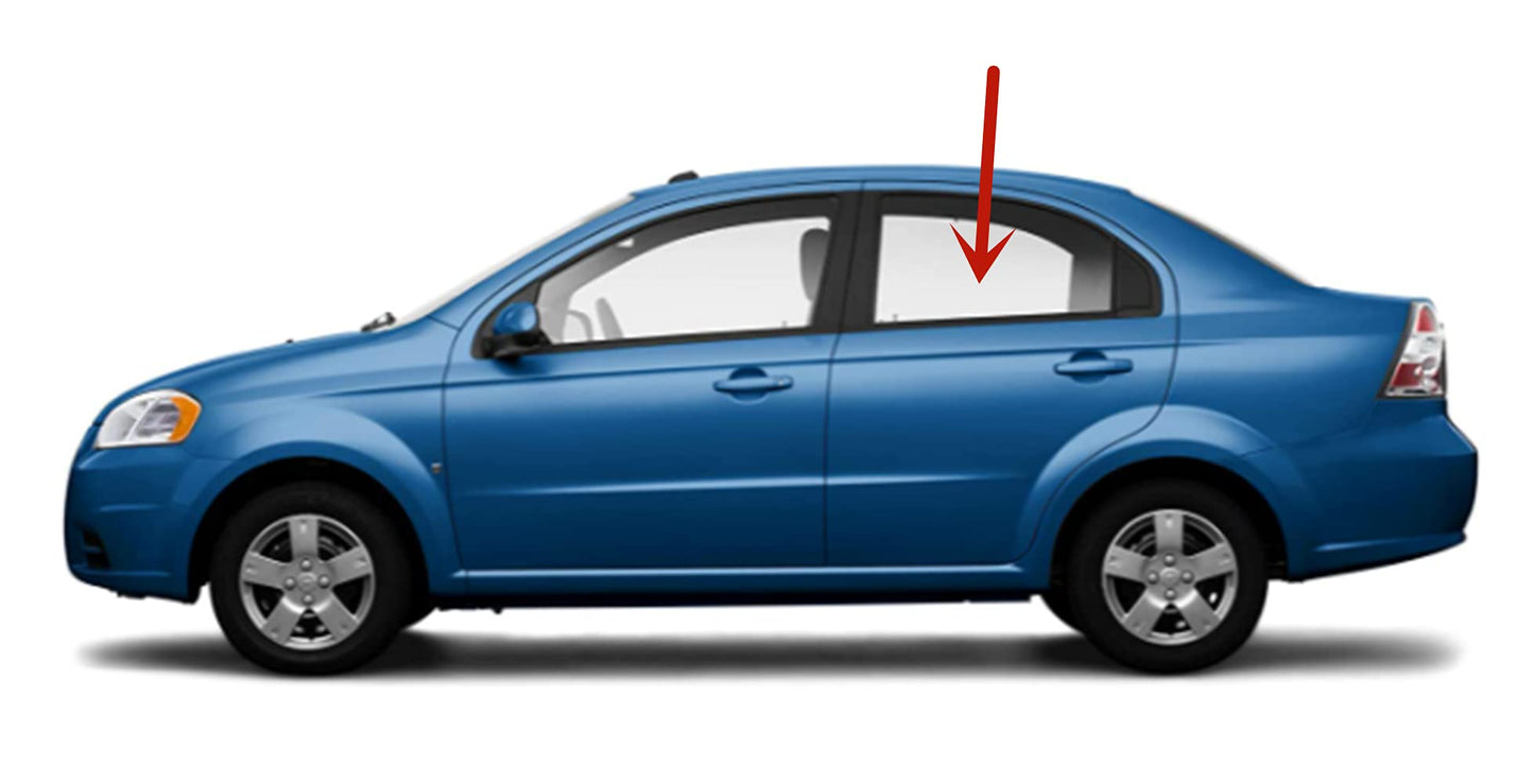 Driver Left Side Rear Door Window Door Glass Compatible with Chevrolet Aveo 4 Door Sedan 2007-2011 Models/Pontiac G3 4 Door Sedan 2006-2009 Models