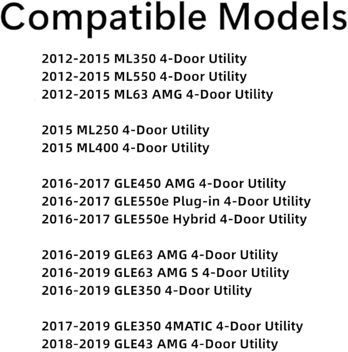 Driver Left Side Rear Door Window Door Glass Compatible with Mercedes Benz ML250 ML350 ML400 ML550 ML63AMG 2012-2015 Models