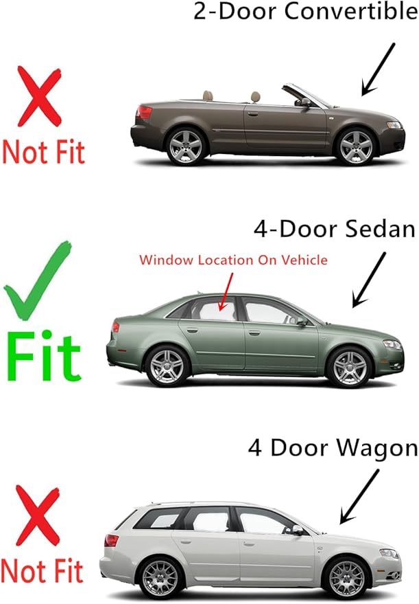 Passenger Right Side Rear Door Window Door Glass Compatible with Audi A4 2002-2008 / S4 2004-2008 / RS4 2006-2008 4 Door Sedan Models