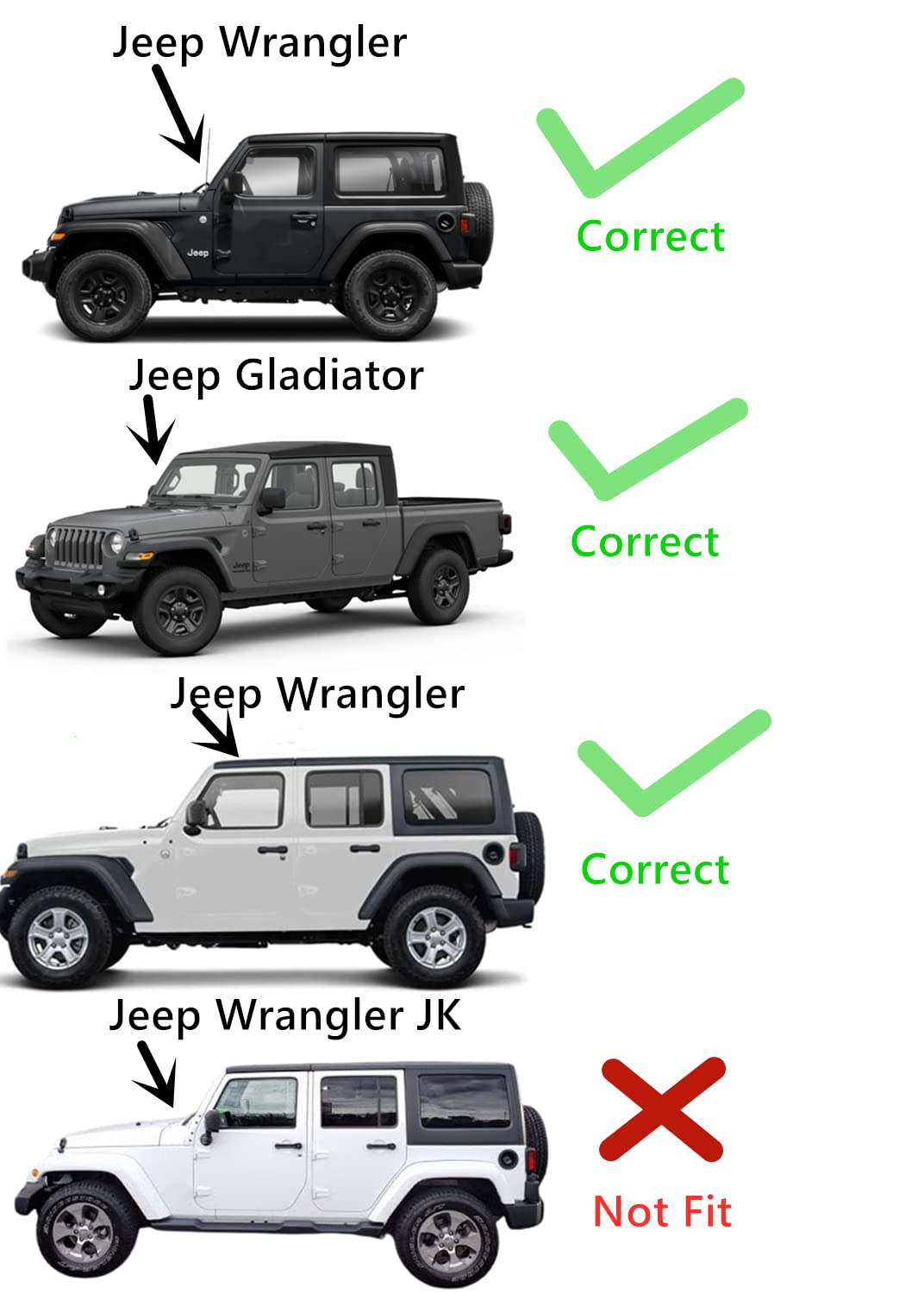 Tempered Driver Left Side Front Door Window Door Glass Compatible with Jeep Wrangler 2018-2025 / Gladiator 2020-2025 Models