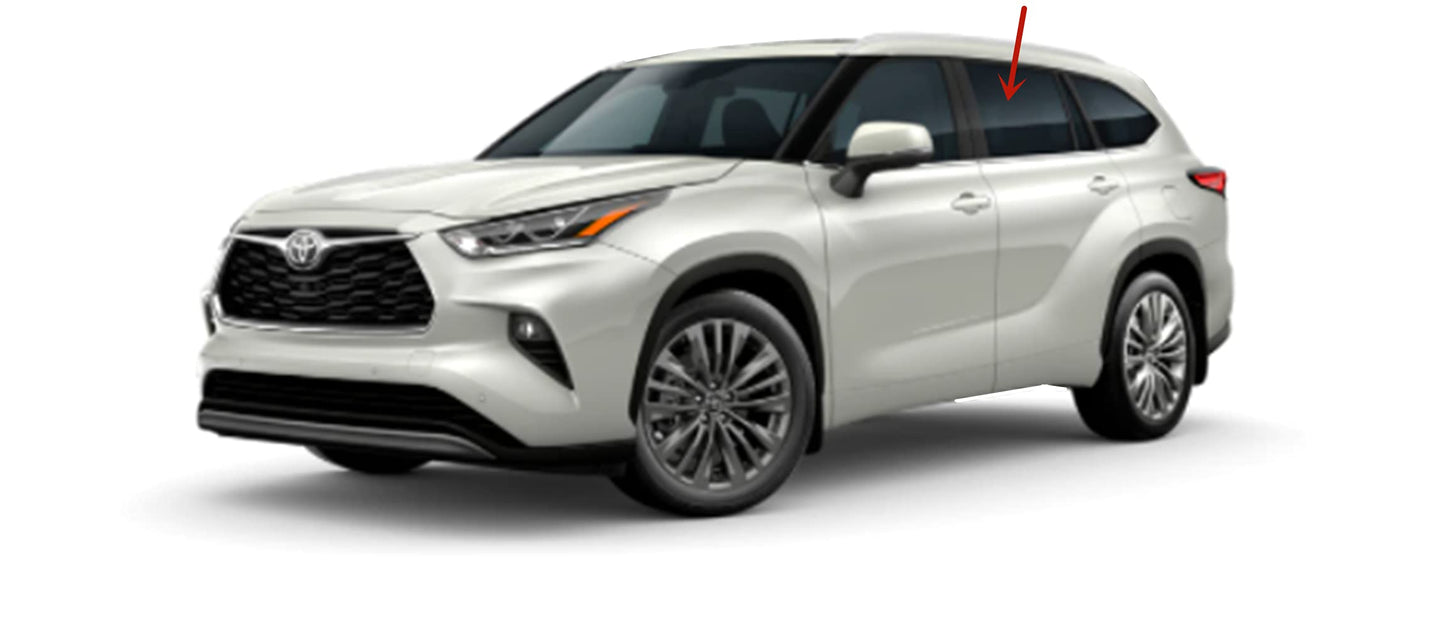 Driver Left Side Rear Door Window Door Glass Compatible with Toyota Highlander 2014-2019 Models