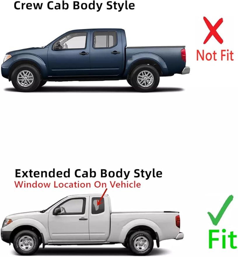 Driver Left Side Rear Quarter Window Quarter Glass Compatible with Suzuki Equator Extended Cab 2009-2012 Models/Nissan Frontier Pickup Extended Cab 2005-2021