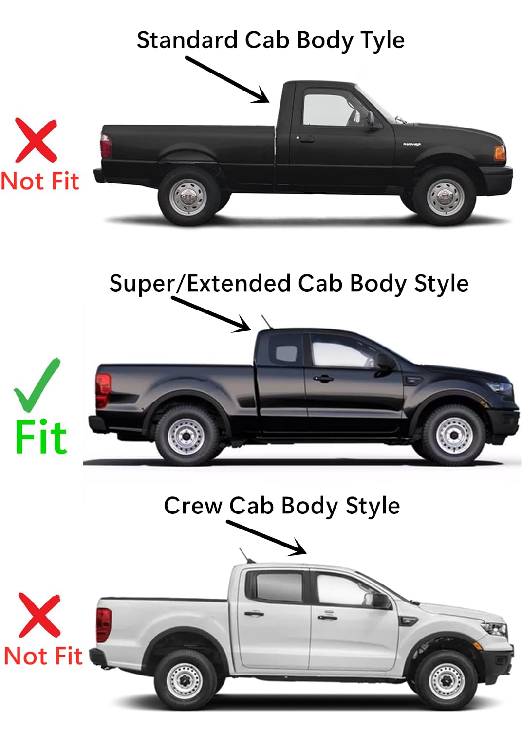 Factory Privacy Tinted Passenger Right Side Quarter Window Quarter Glass Compatible with Ford Ranger Pickup 2 Door Super Cab 2019-2023 Models