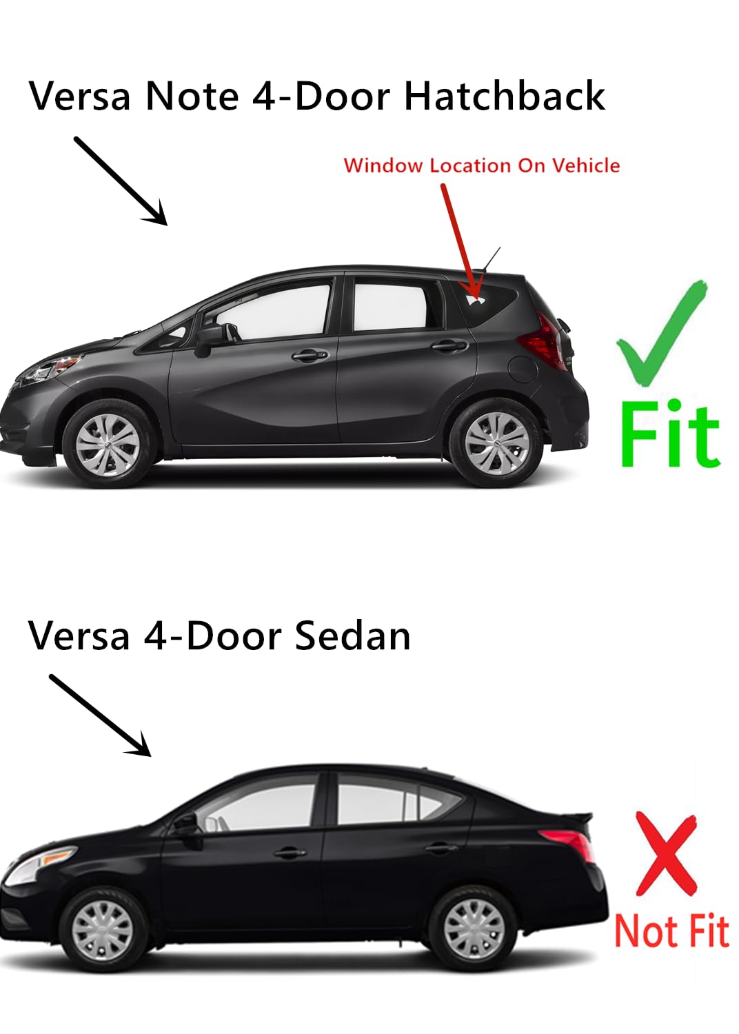 Driver Left Side Quarter Window Quarter Glass Compatible with Nissan Versa Note 2014-2019 Models