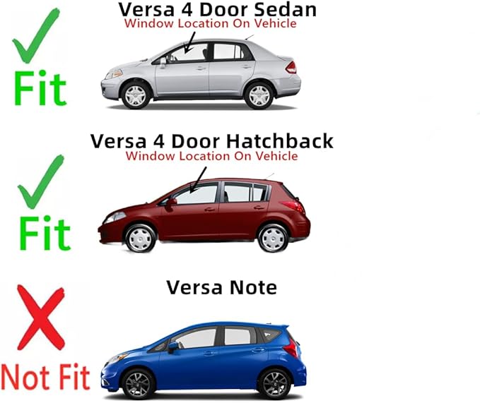 Driver Left Side Front Door Window Door Glass Compatible with Nissan Versa 4 Door Hatchback 2007-2013 Models / Versa 4 Door Sedan 2007-2011 Models
