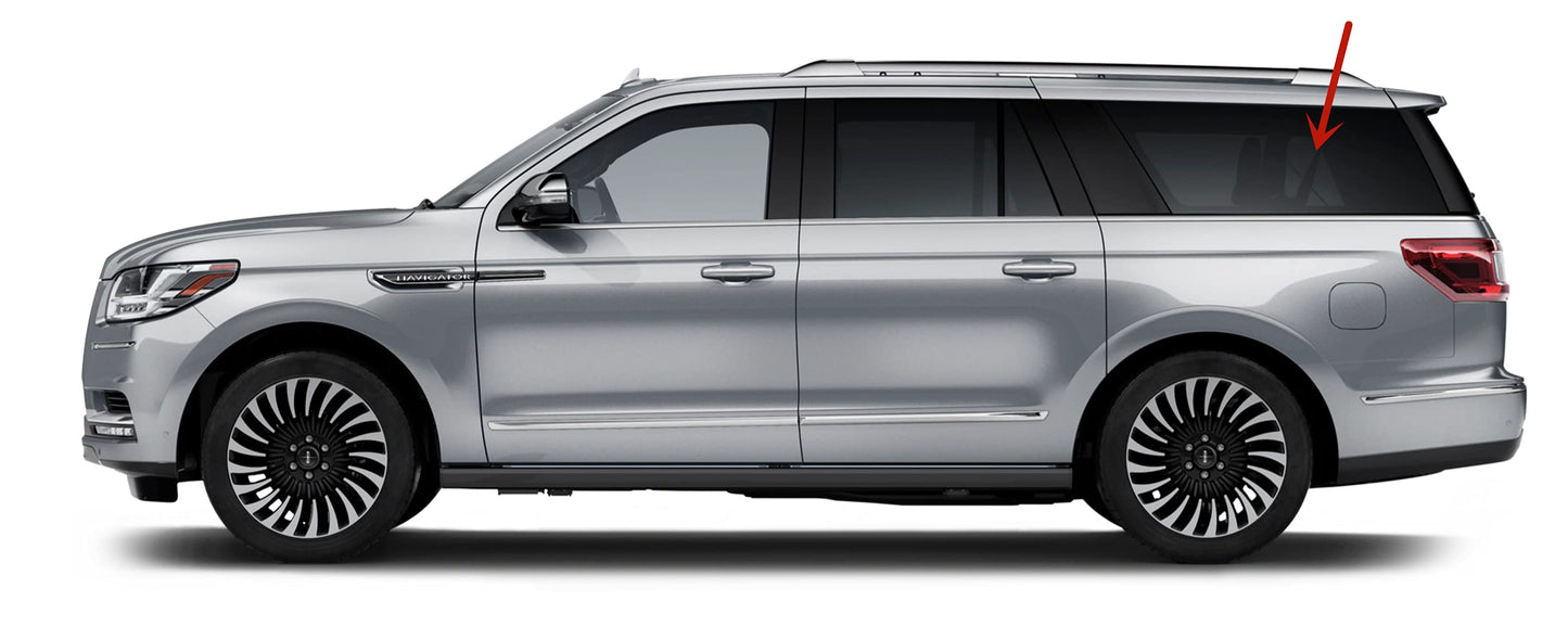 Driver Left Side Rear Quarter Window Quarter Glass Compatible with Lincoln Navigator L 2018-2024 Long Wheel Base Models