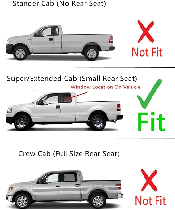 Driver Left Side Rear Access Door Quarter Window Quarter Glass Compatible with Ford F150 2 Door Super Cab 2004-2014 Models