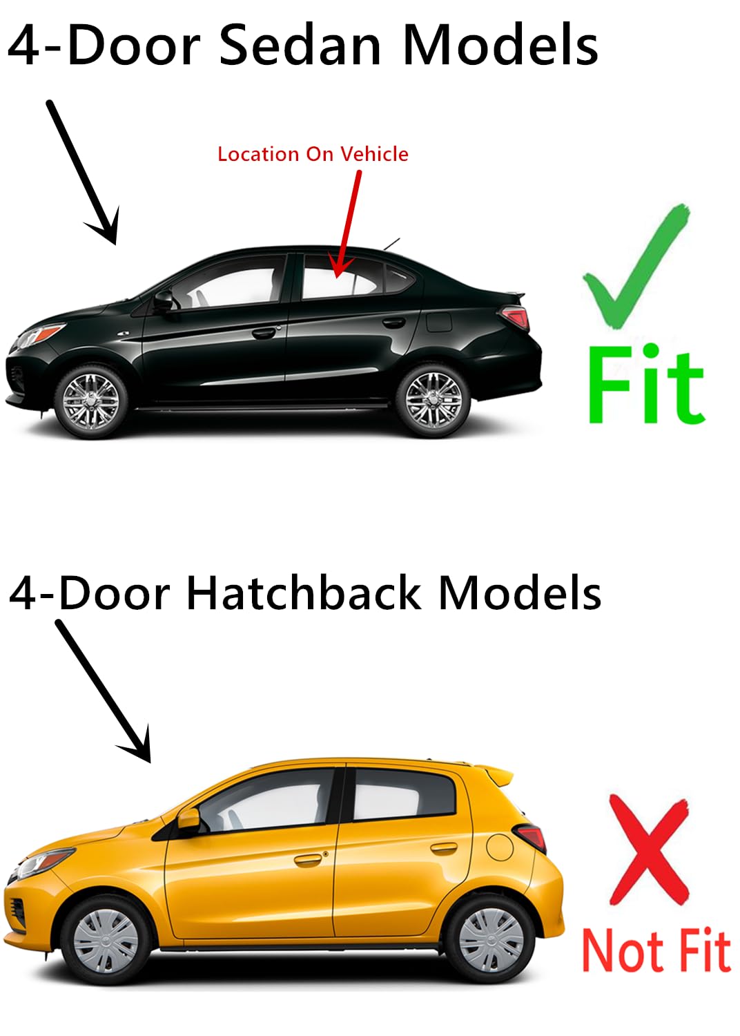 Driver Left Side Rear Door Window Door Glass Compatible with Mitsubishi Mirage G4 4 Door Sedan 2017-2024 Models