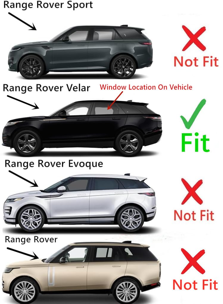 Tempered Driver Left Side Rear Door Window Door Glass Compatible with Land Rover Range Rover Velar 2018-2025 Models