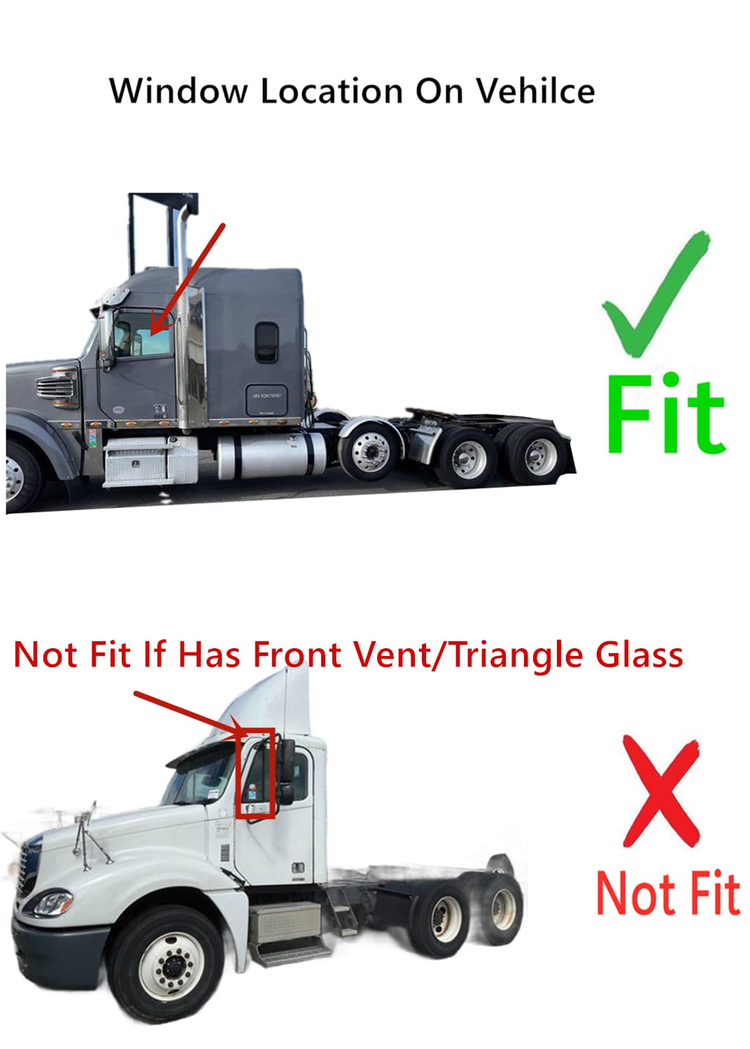 Tempered Driver Left Side Door Window Door Glass Compatible with Freightliner 122SD 2010-2022 / Century Class C120 Columbia 2010-2016 / Coronado 2010-2019 W.O Vent Models