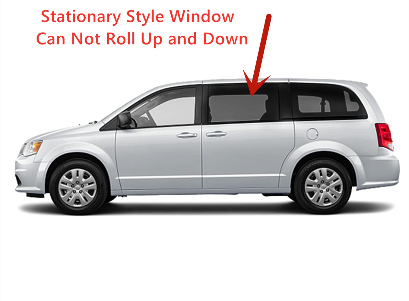 Stationary Style Driver Left Side Rear Sliding Cargo Door Window Door Glass Compatible with Dodge Grand Caravan / Chrysler Town & Country 2008-2020 Models