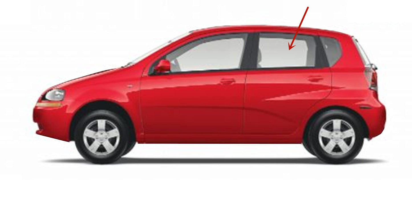 Driver Left Side Rear Door Window Door Glass Compatible with Chevrolet Aveo 2004-2008 4 Door Hatchback