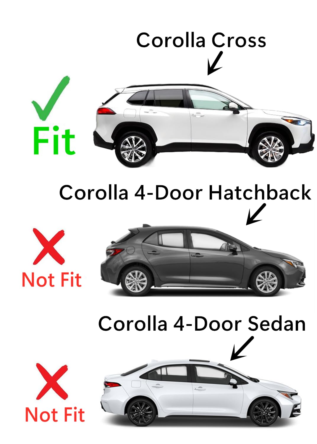 Tempered Passenger Right Side Front Door Window Door Glass Compatible with Toyota Corolla Cross 2022-2025 Models (Not For Corolla)