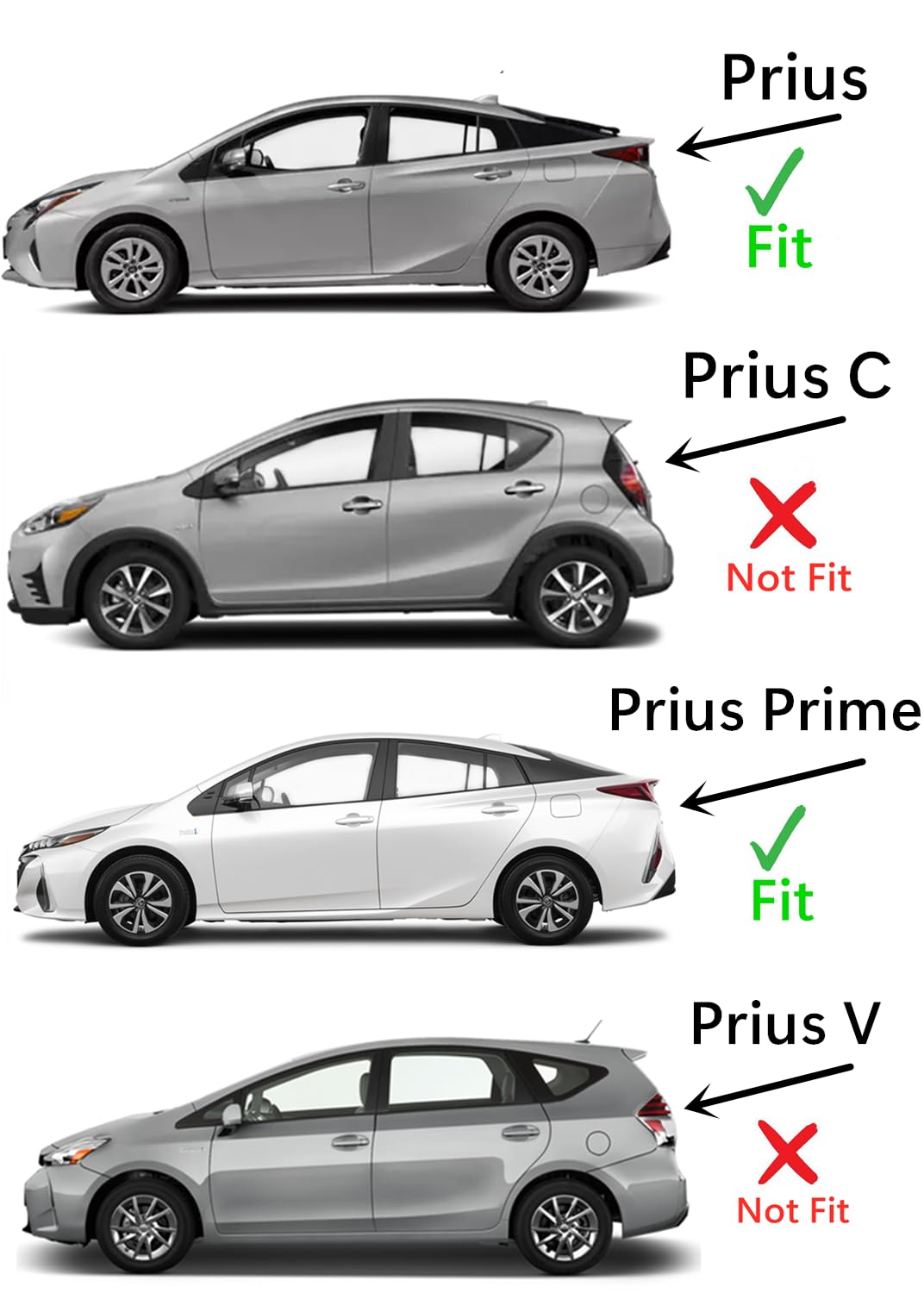 Driver Left Side Rear Door Window Door Glass Compatible with Toyota Prius / Prius Prime 2016-2022 Models