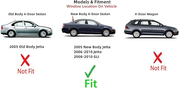 Heated Back Window Back Glass Compatible with Volkswagen Jetta / GLI 4 Door Sedan 2006-2010 Models