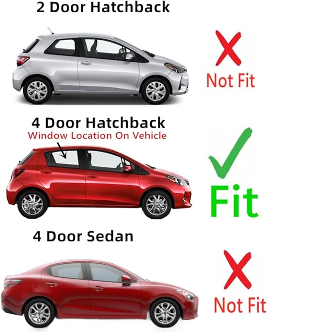 Passenger Right Side Rear Door Window Door Glass Compatible with Toyota Yaris 4 Door Hatchback 2012-2019 Models