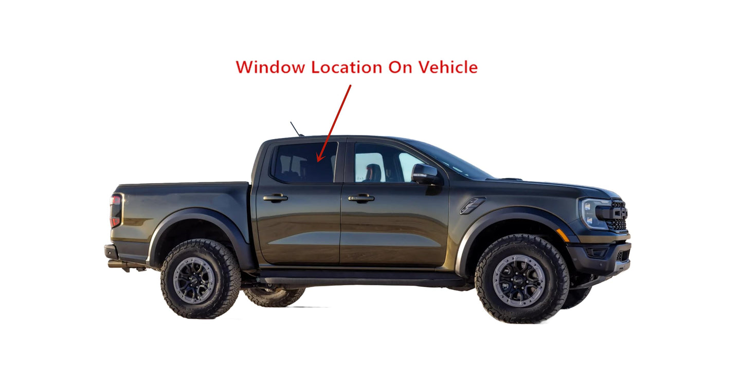Tempered Passenger Right Side Rear Door Window Door Glass Compatible with Ford Ranger Pickup 2024-2025 Models
