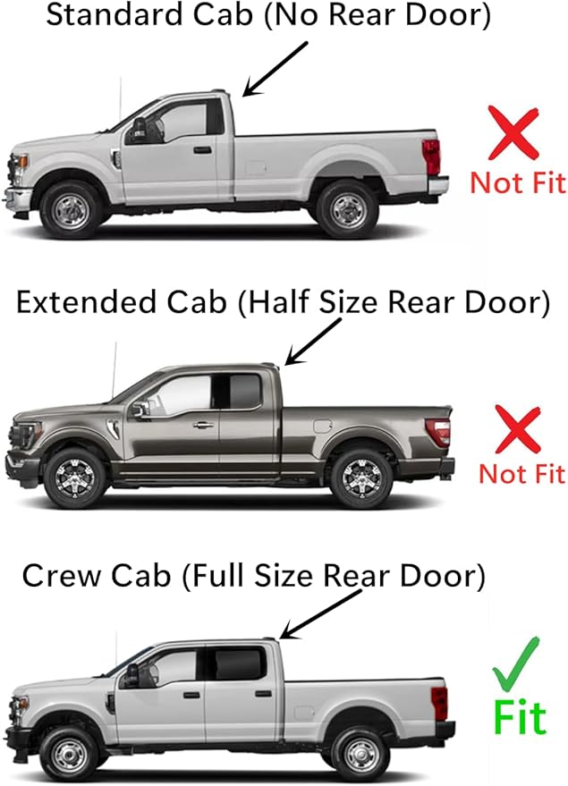 Driver Left Side Rear Door Window Door Glass Compatible with Ford Ford F150 4 Door Crew Cab 2015-2022 Models / F250 F350 F450 F550 4 Door Crew Cab 2017-2022 Models