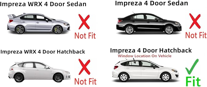 Passenger Right Side Rear Door Window Door Glass Compatible with Subaru Impreza 4 Door Hatchback 2012-2016 Models