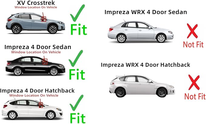 Passenger Right Side Front Vent Window Vent Glass Compatible with Subaru XV Crosstrek 2013-2017 / Impreza 2012-2016 Models