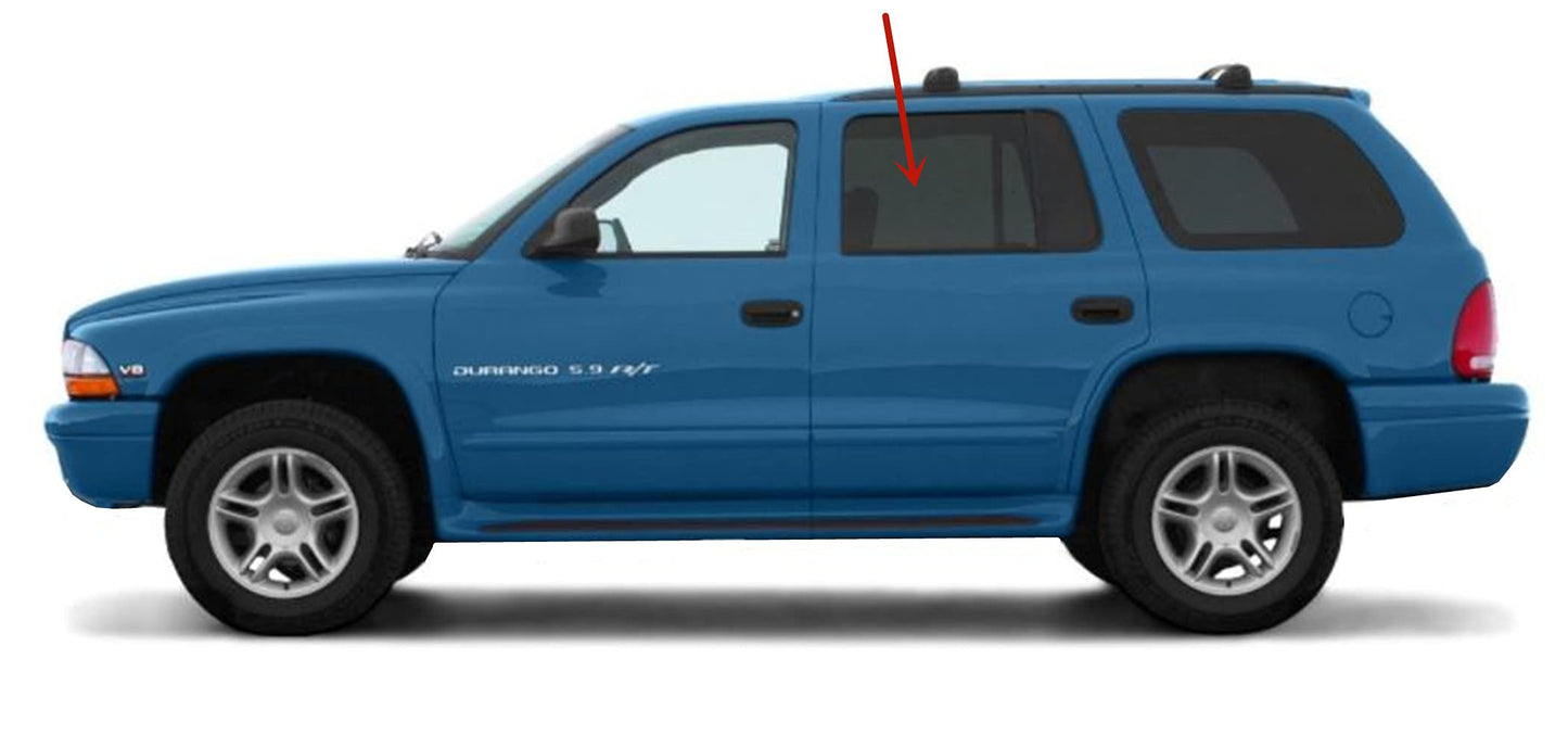 Driver Left Side Rear Door Window Door Glass Compatible with Dodge Durango 1998-2003 Models