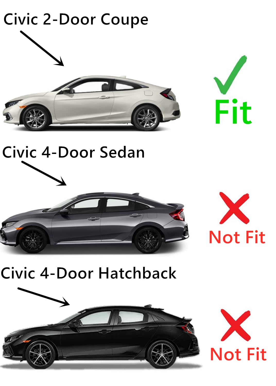 Tempered Driver Left Side Quarter Window Quarter Glass Compatible With Honda Civic 2-Door Coupe 2016-2021 Models (Not For 4-Door Models)