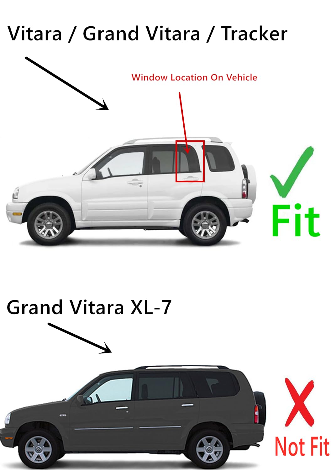 Tempered Privacy Driver Left Side Rear Vent Window Vent Glass Compatible with Suzuki Grand Vitara / Vitara Chevrolet Tracker 1999-2005 Models (Not Grand Vitara XL-7)