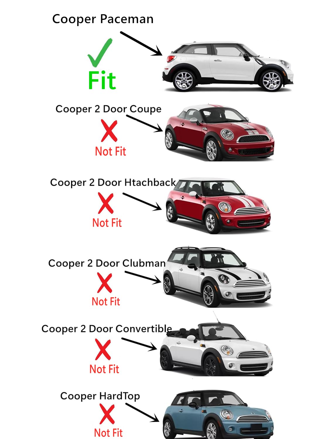 Tempered Passenger Right Side Door Window Door Glass Compatible with Mini Paceman 2013-2016 Models