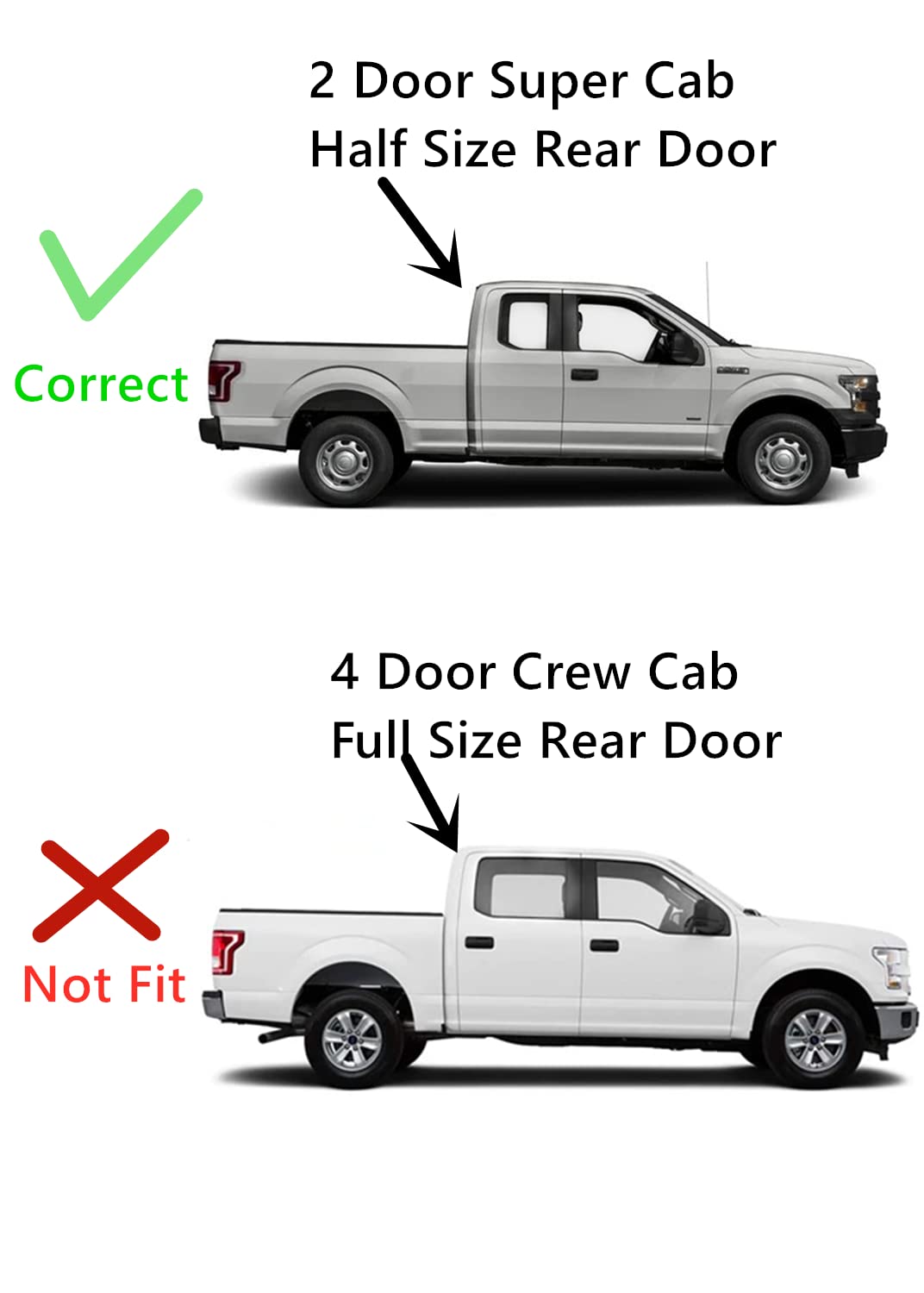 Passenger Right Side Rear Door Window Door Glass Compatible with Ford F150 2015-2020 / F250 F350 F450 F550 2017-2022 Super Cab/Extened Cab Pikcups Models