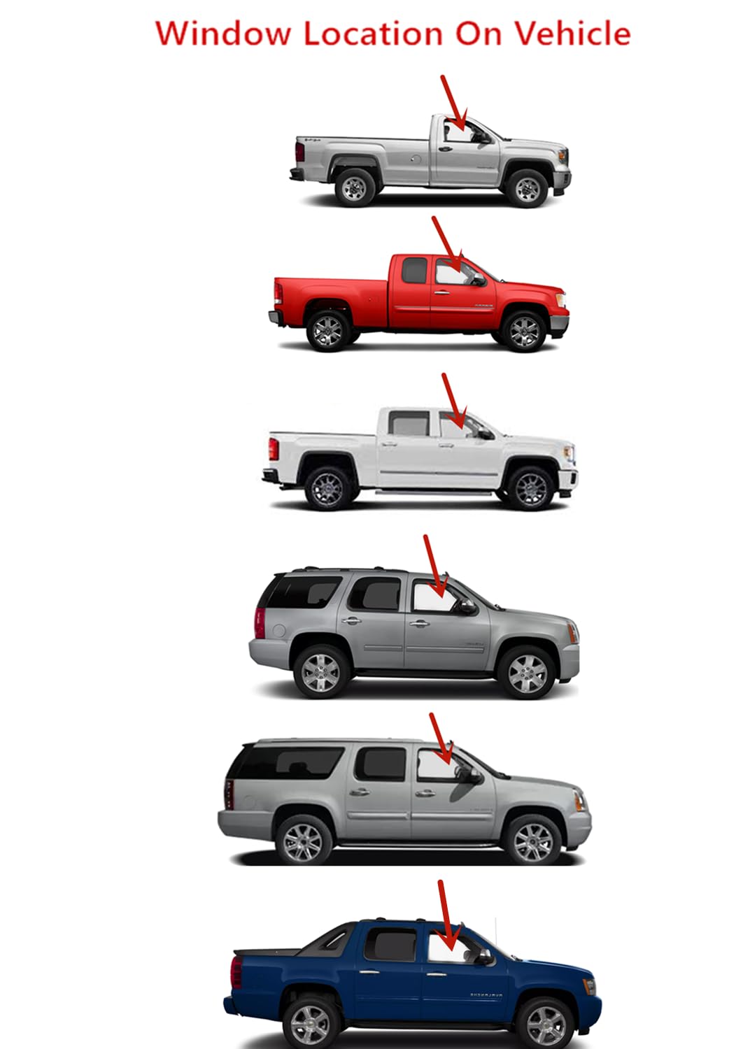 Tempered Passenger Right Side Front Door Window Door Glass Compatible with Chevrolet Silverado 1500 . Avalanche 2012-2013 / Silverado 2500 . Silverado 3500 . Suburban . Tahoe 2012-2014 Models