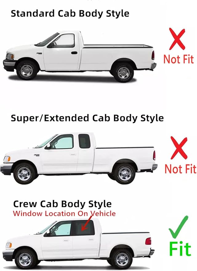 Driver Left Side Rear Door Window Door Glass Compatible with Ford F150 Pickup/Lincoln Blackwood 4 Door Crew Cab 2001-2003 Models