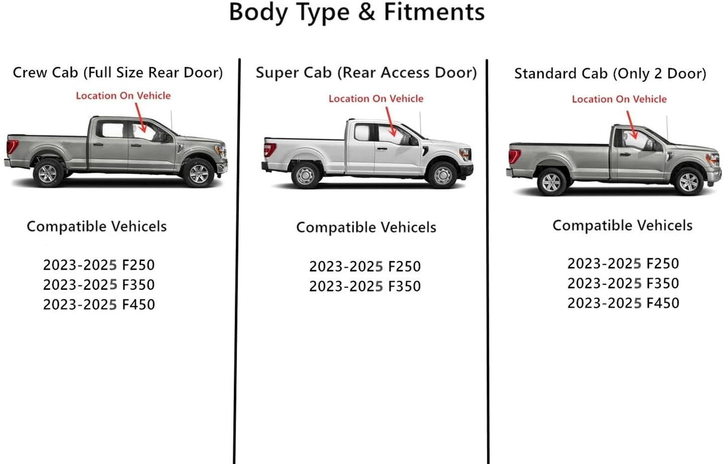 Tempered Passenger Right Side Front Door Window Door Glass Compatible with Ford F250 F350 F450 2023-2025 Models