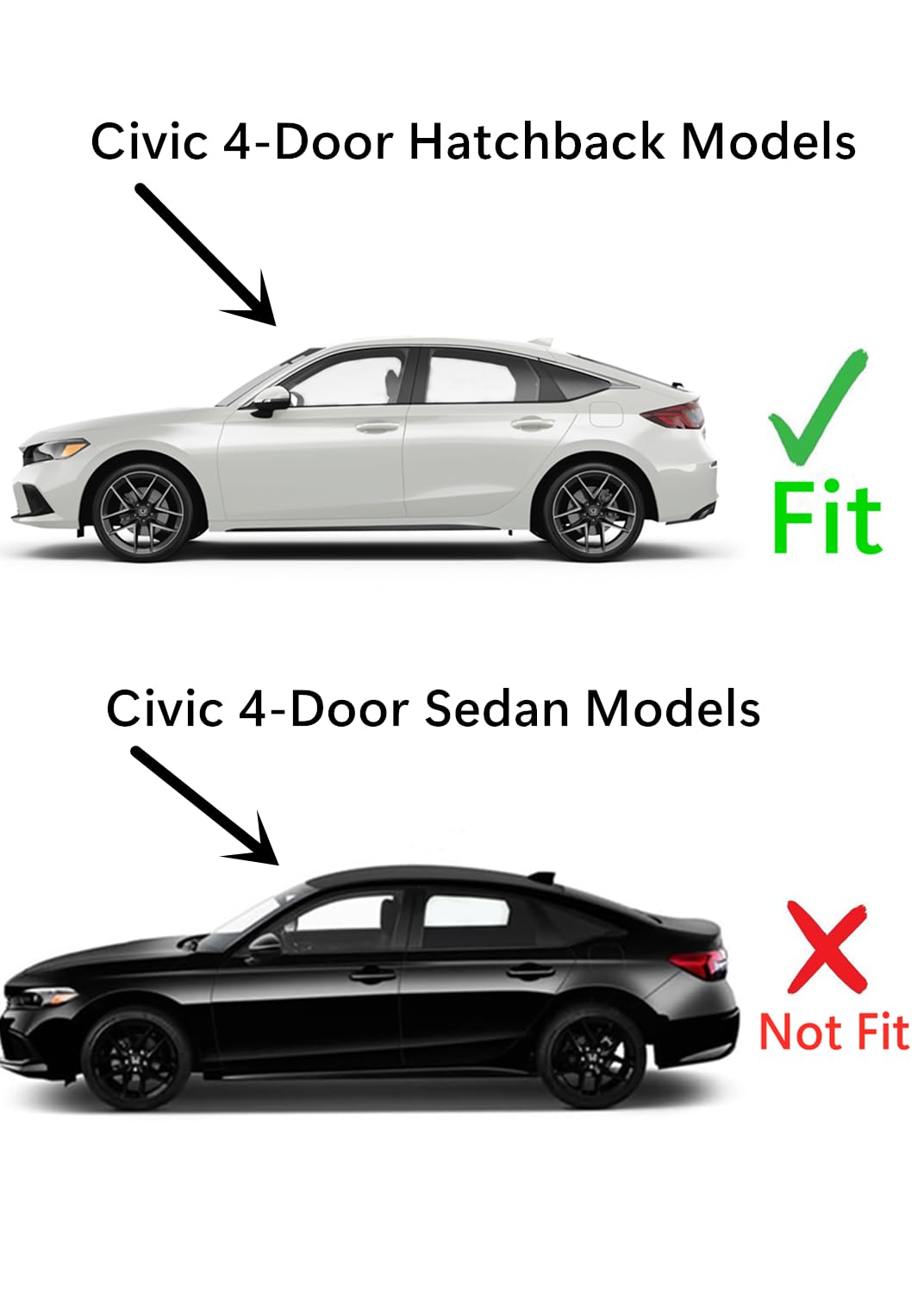 Tempered Driver Left Side Rear Door Window Door Glass Compatible with Honda Civic 4-Door Hatchback 2022-2025 Models