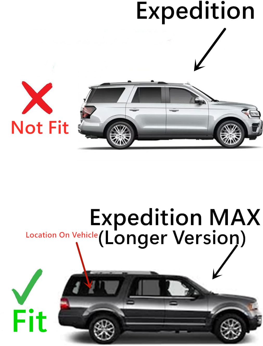 Privacy Passenger Right Side Rear Quarter Window Quarter Glass Compatible with Ford Expedition MAX Long Wheel Base 2018-2024 Models