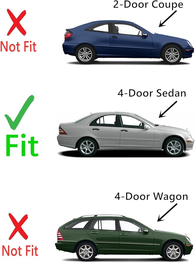 Passenger Right Side Rear Door Window Door Glass Compatible with Mercedes Benz C230 C240 C320 C32AMG C55AMG 4 Door Sedan 2001-2005 Models