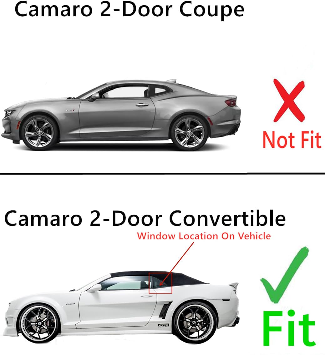 Tempered Driver Left Side Quarter Window Quarter Glass Compatible with Chevrolet Camaro 2-Door Convertible 2011-2015 Models