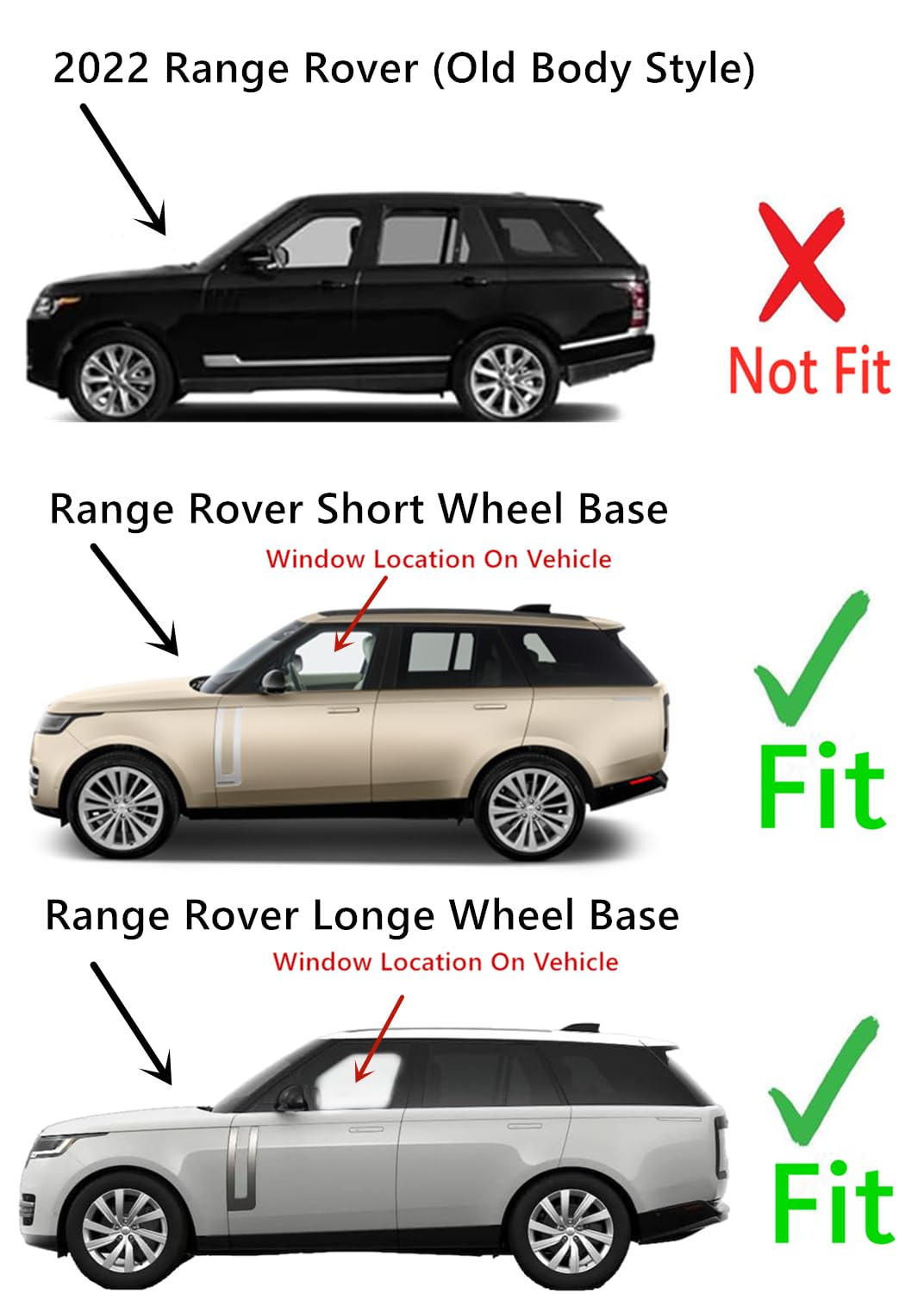 Laminated Driver Left Side Front Door Window Door Glass Compatible with Land Rover Range Rover 2022-2025 Models (Not For Sport, Evoque, Or Velart)