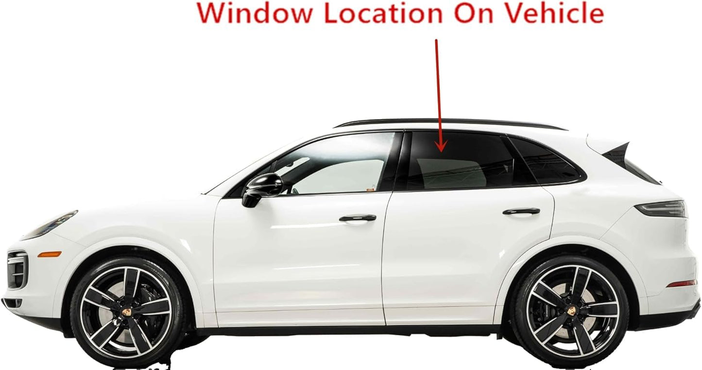 Tempered Driver Left Side Rear Door Window Door Glass Compatible with Porsche Cayenne SUV 2019-2024 Models (Not For Coupe)