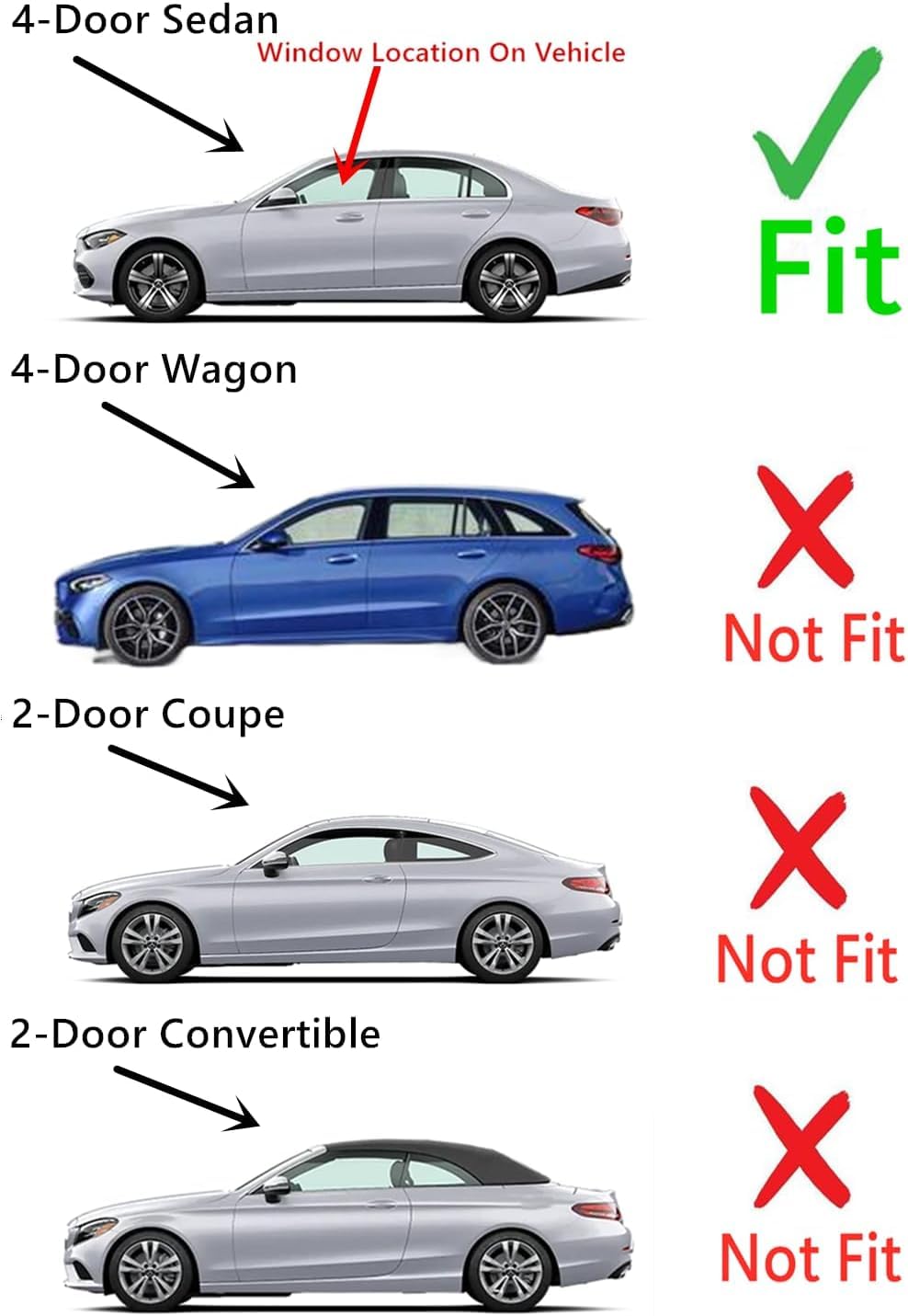 Laminated Driver Left Side Front Door Window Door Glass Compatible with Mercedes Benz C-Class C200 C300 C43AMG C63AMG 4-Door Sedan 2022-2024 Models