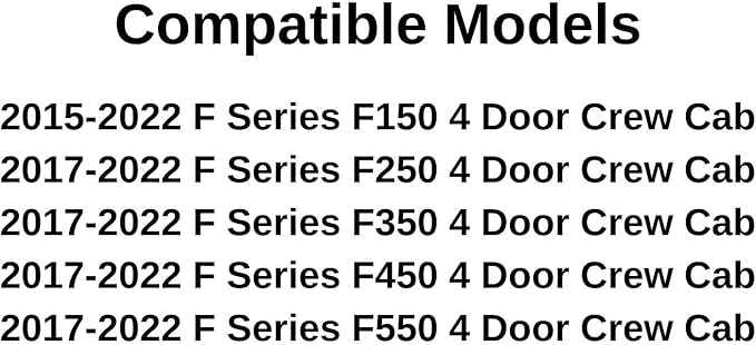 Driver Left Side Rear Door Window Door Glass Compatible with Ford Ford F150 4 Door Crew Cab 2015-2022 Models / F250 F350 F450 F550 4 Door Crew Cab 2017-2022 Models
