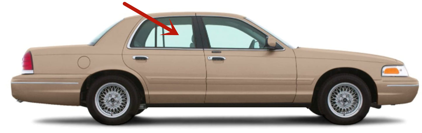 Passenger Right Side Rear Door Window Door Glass Compatible with Mercury Grand Marquis 1995-2011 Models