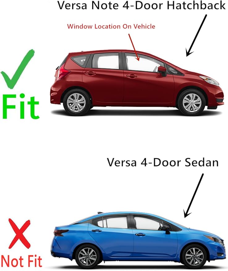 Passenger Right Front Door Window Door Glass Compatible with Nissan Versa Note 4 Door Hatchback 2014-2019 Models