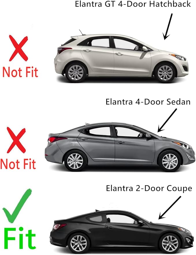 Passenger Right Side Door Window Door Glass Compatible with Hyundai Elantra 2 Door Coupe 2013-2016 Models