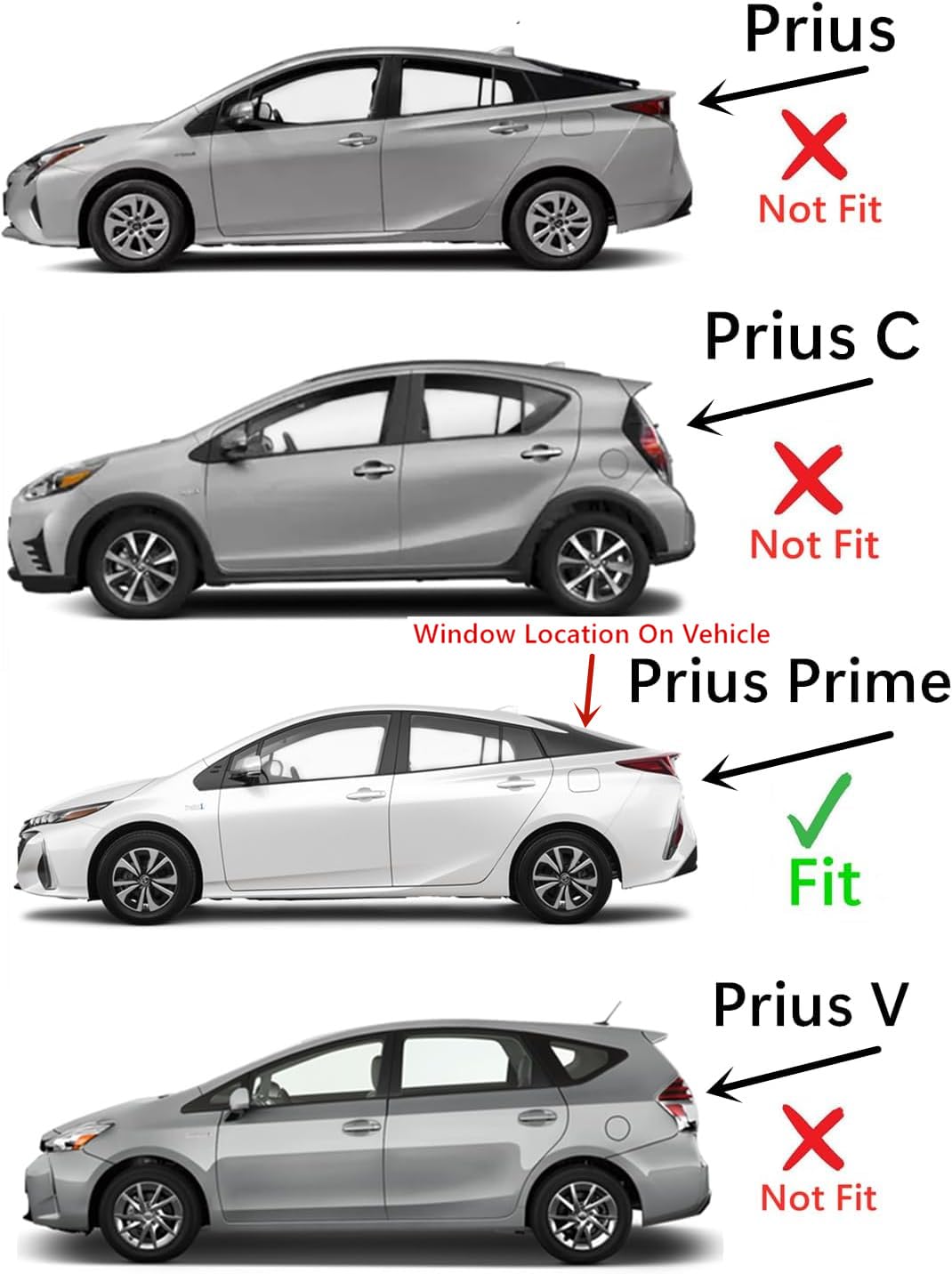 Heated Tempered Rear Back Window Back Glass Compatible with Toyota Prius Prime 2017-2022 Models (Not For Prius, Prius C, or Prius V)