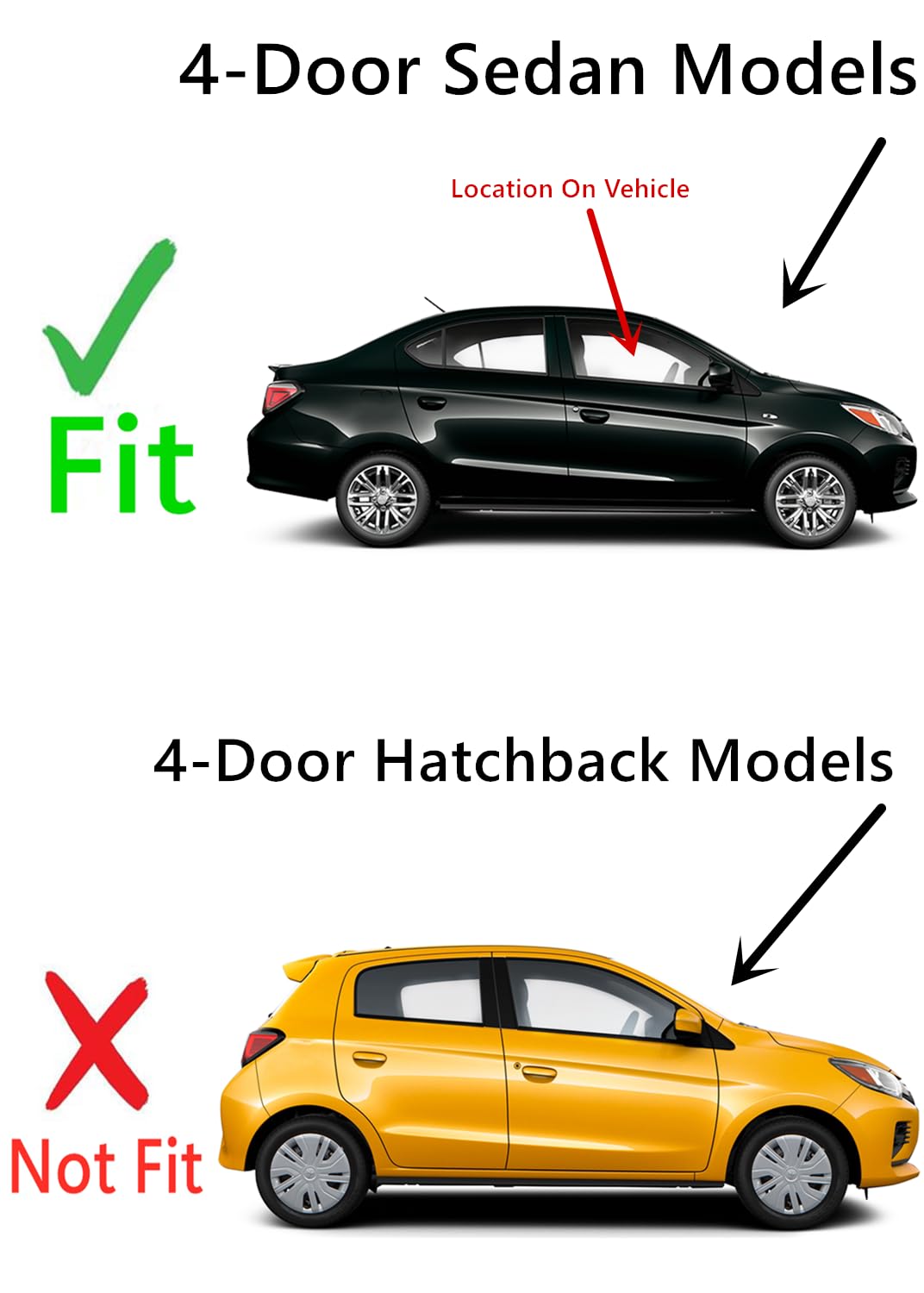 Passenger Right Side Front Door Window Door Glass Compatible with Mitsubishi Mirage G4 4 Door Sedan 2017-2024 Models