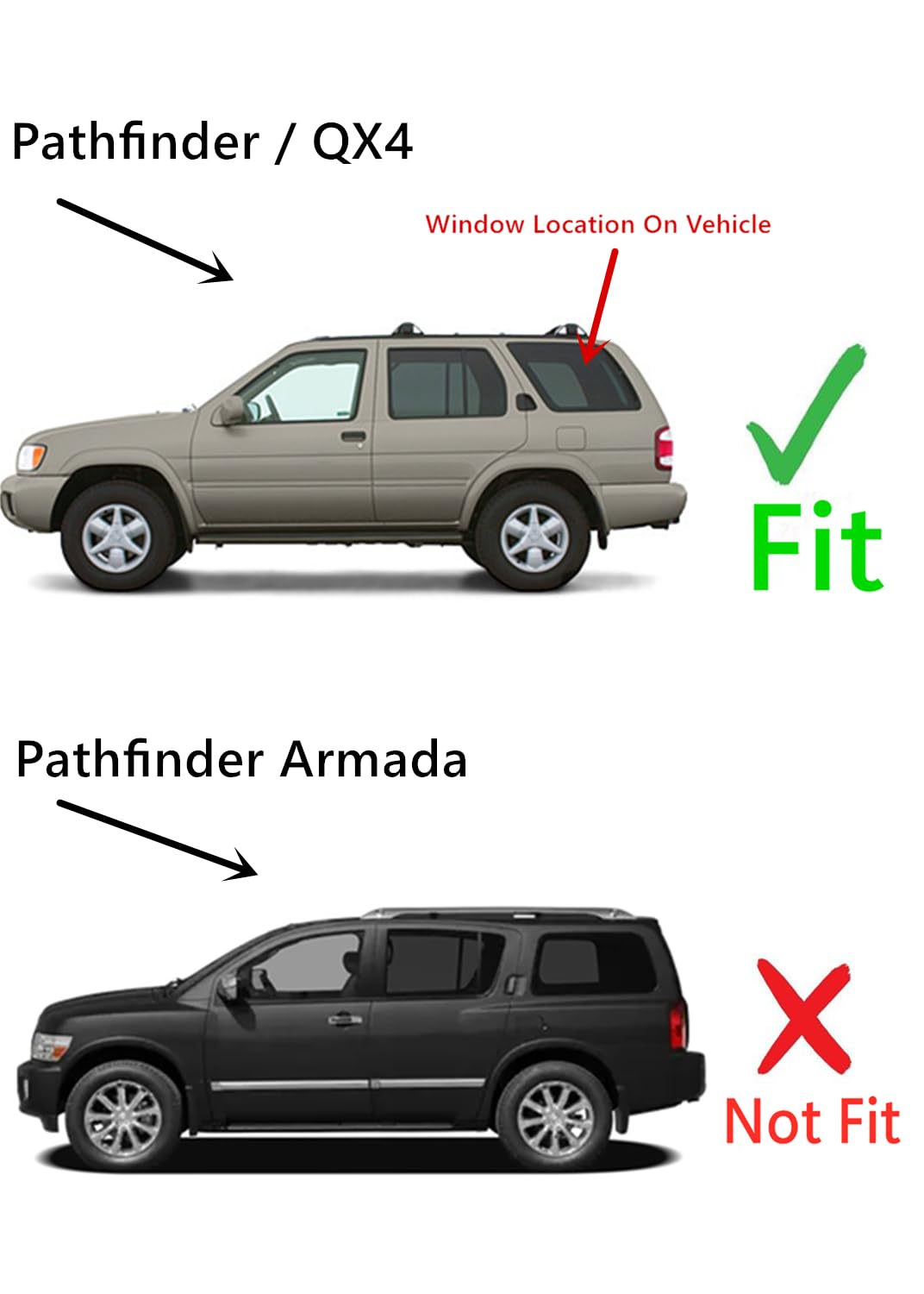 Tempered Privacy Driver Left Side Quarter Window Quarter Glass Compatible With Nissan Pathfinder / Infiniti QX4 1996-2004 Models (Not For Pathfinder Armada)